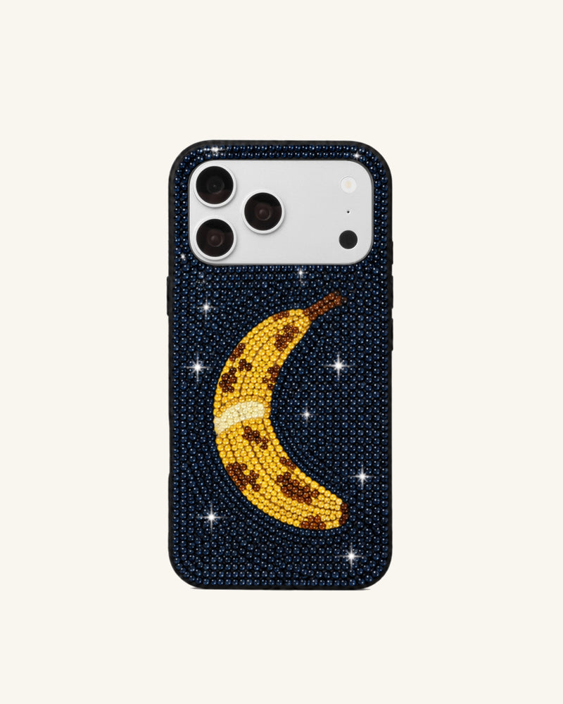 Banana Charm Artificial Crystal Phone Case – Navy