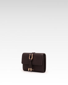 Aria Pebbled Buckle Bifold Wallet – Dark Brown