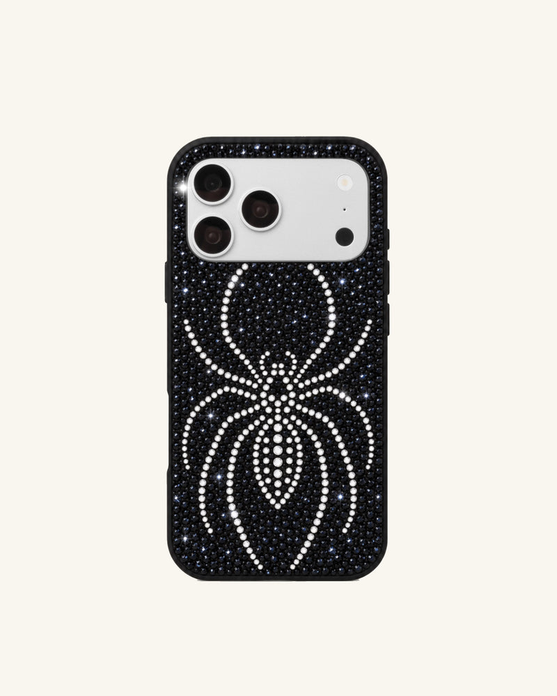 Spider Artificial Crystal Phone Case – Black