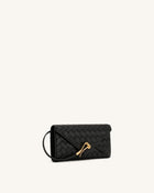 Celeste Woven Textured Envelope Wristlet – Black