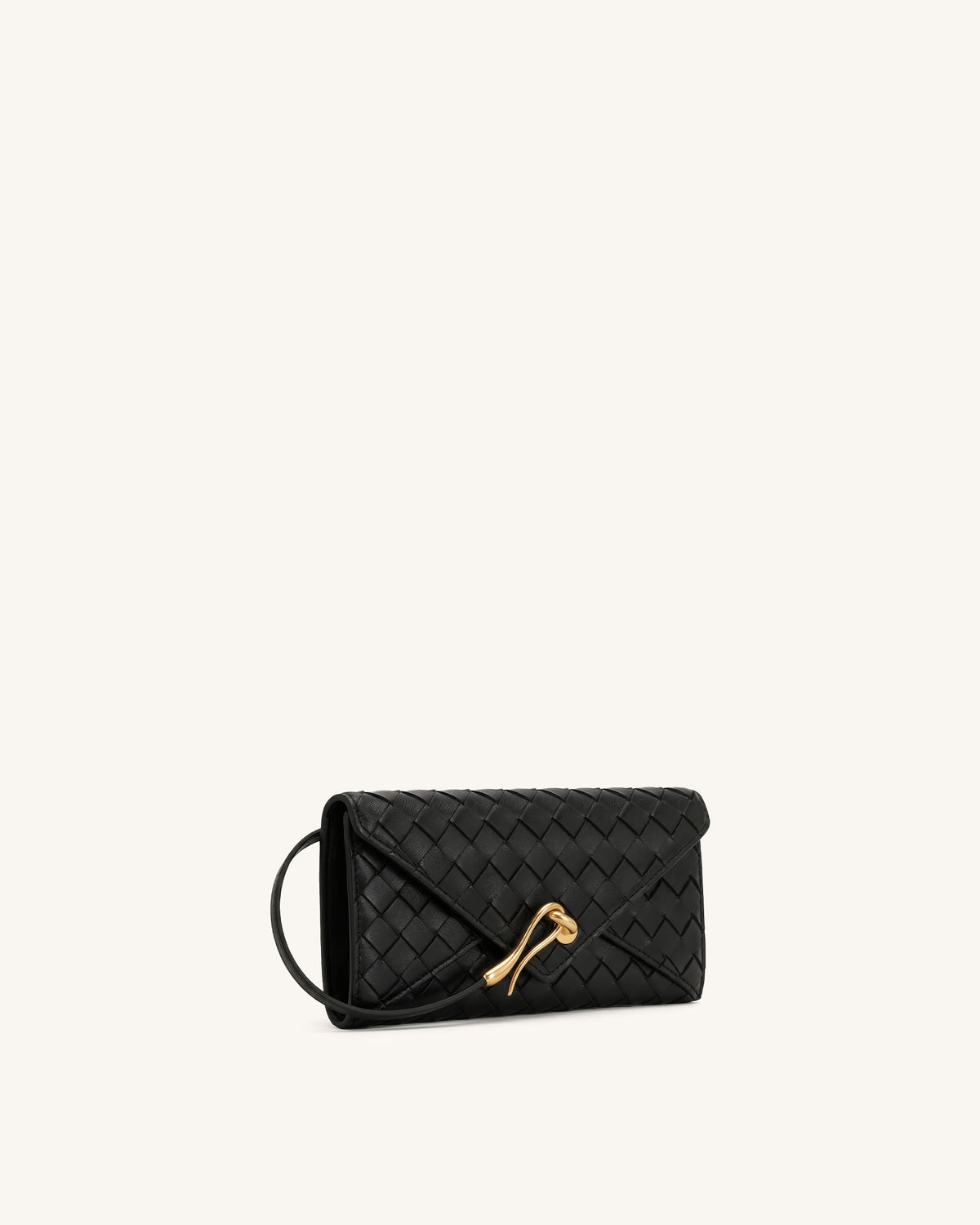 Celeste Woven Textured Envelope Wristlet – Black