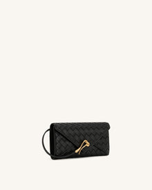 Celeste Woven Textured Envelope Wristlet – Black