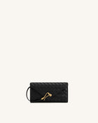 Celeste Woven Textured Envelope Wristlet – Black