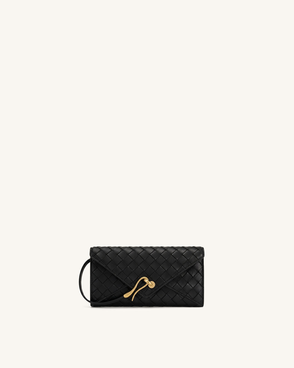 Celeste Woven Textured Envelope Wristlet – Black