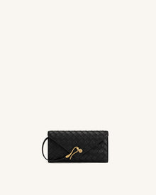 Celeste Woven Textured Envelope Wristlet – Black