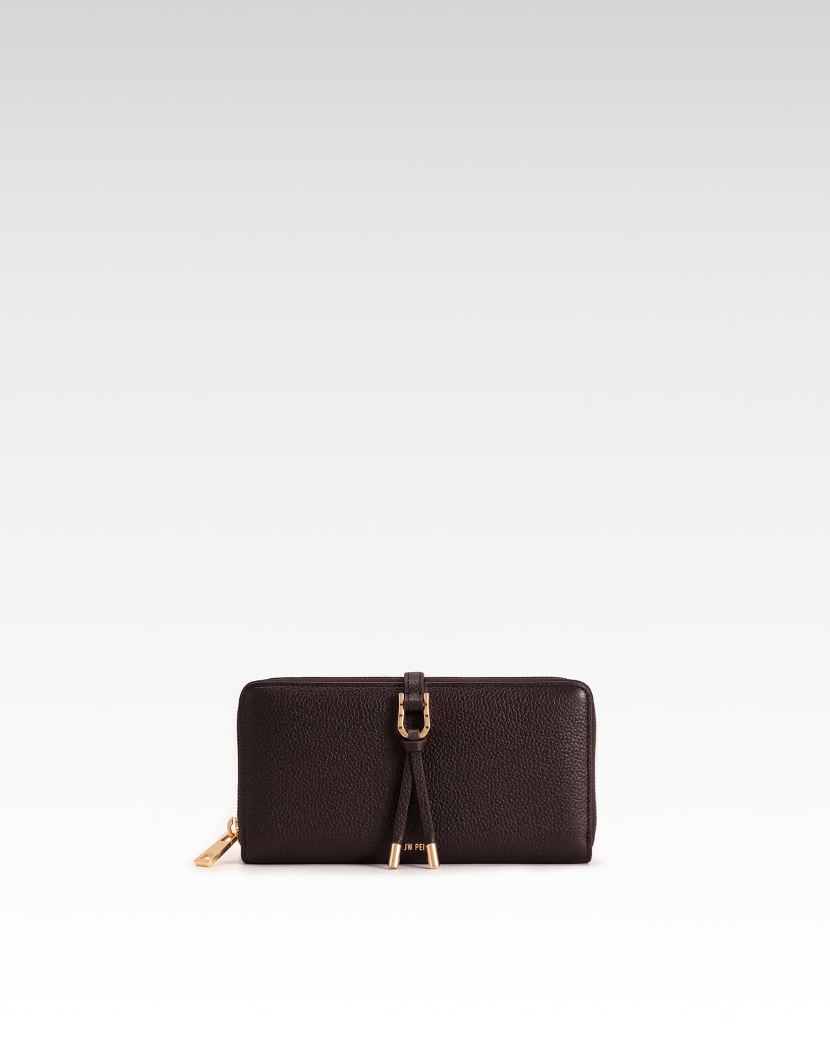Aria Pebbled Buckle Tassel Zip Wallet – Dark Brown
