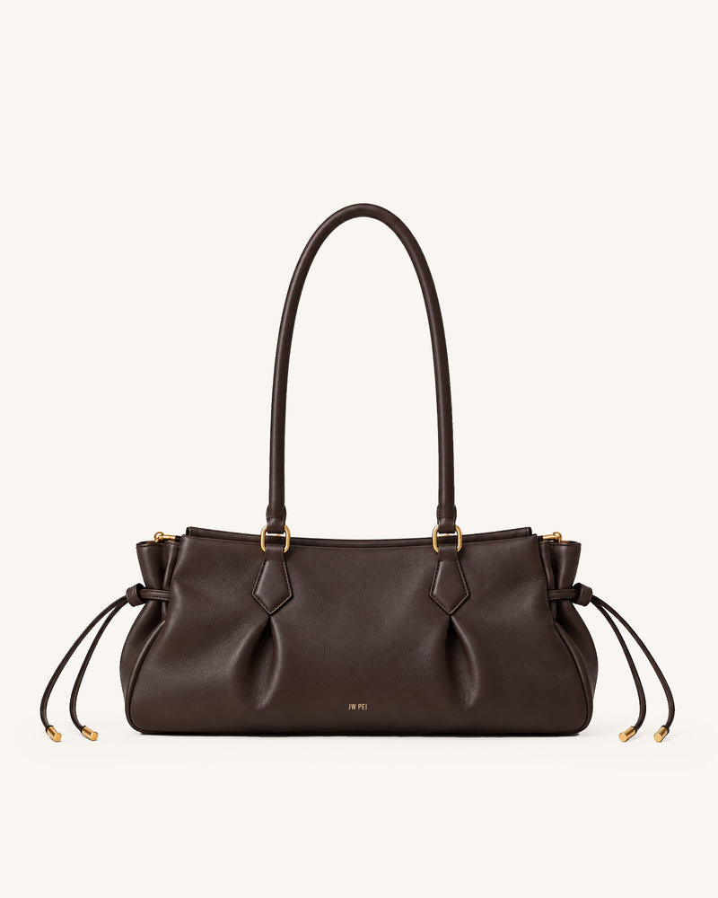 Mira Ruched Shoulder Bag - Brown