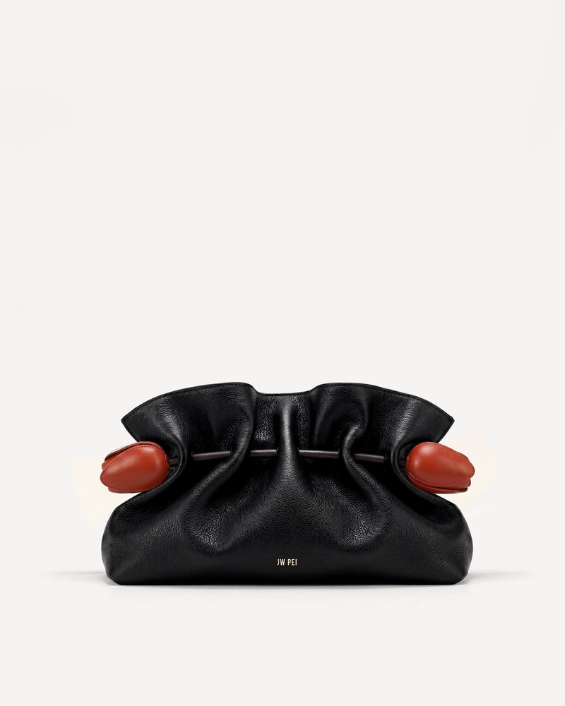 Tulip Ruched Clutch - Black