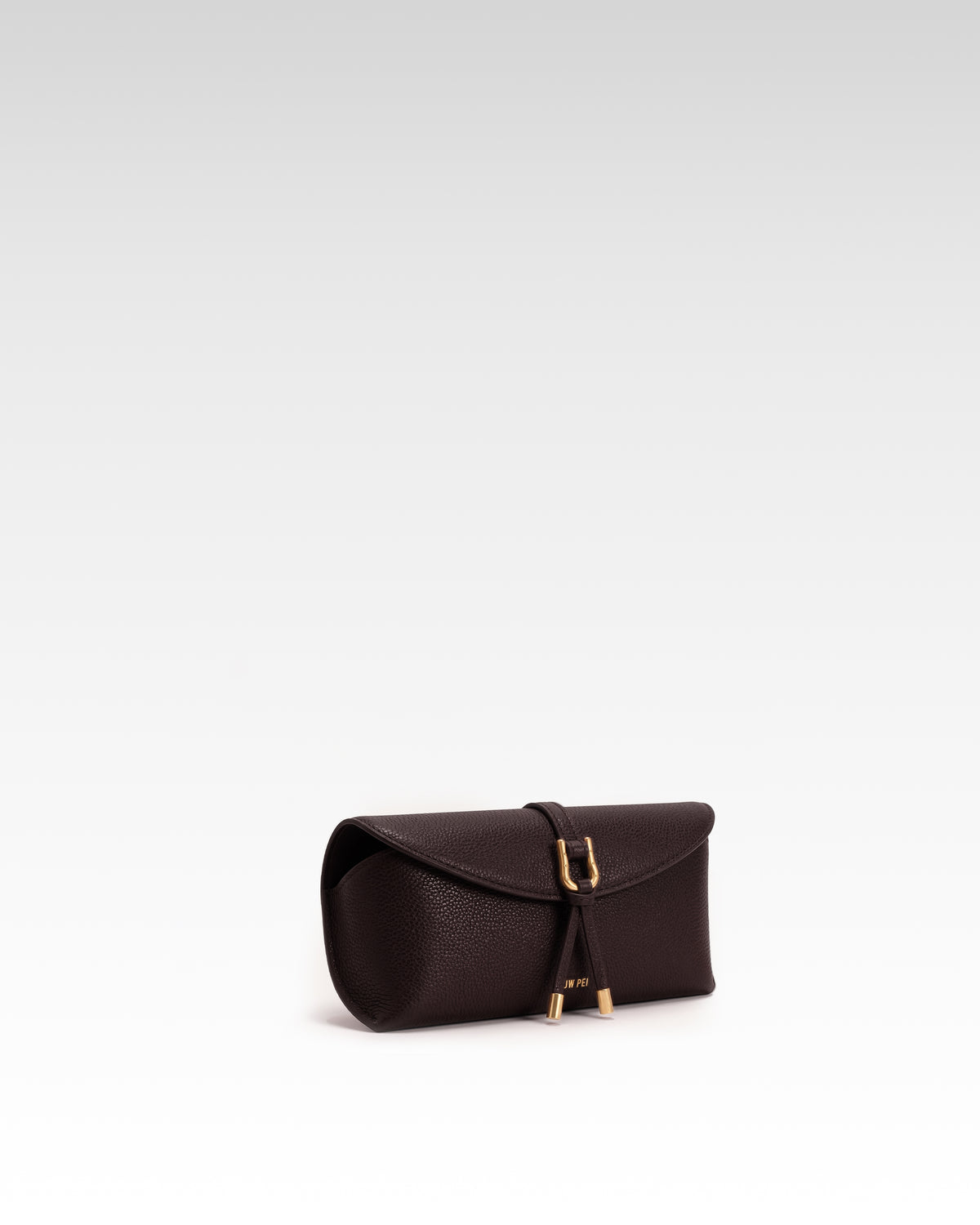 Aria Pebbled Buckle Tassel Glasses Case – Dark Brown