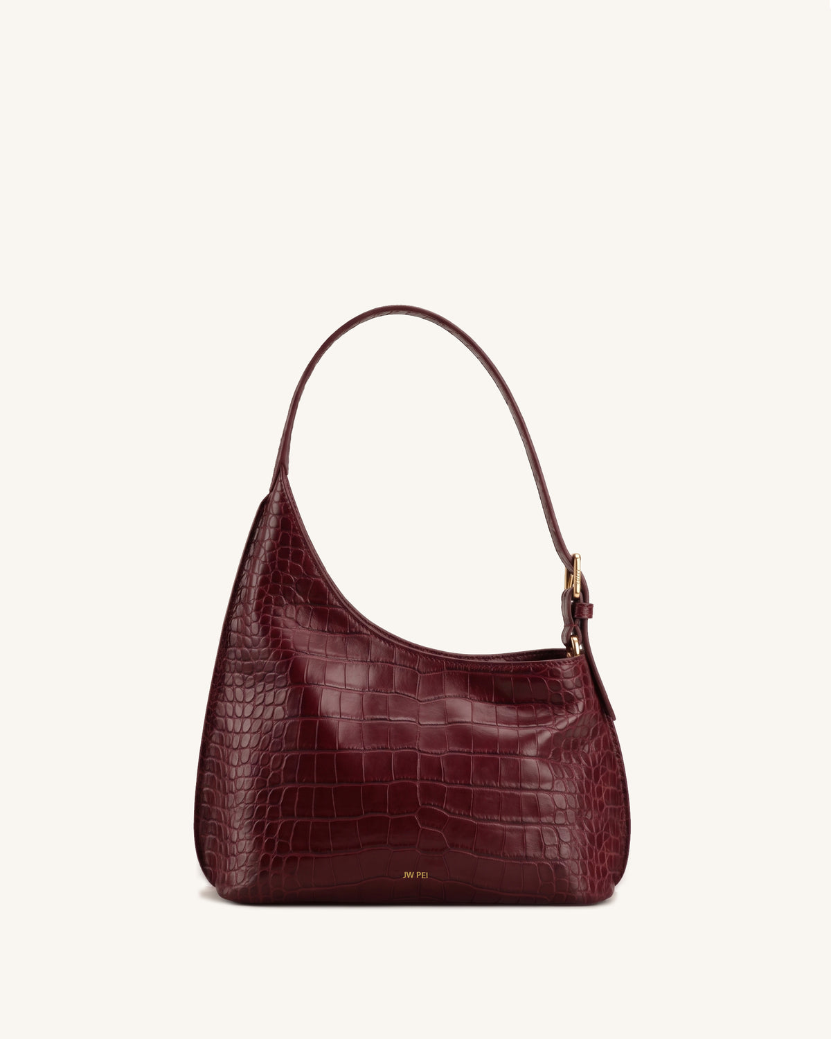 Mia Asymmetric Shoulder Bag - Burgundy Croc