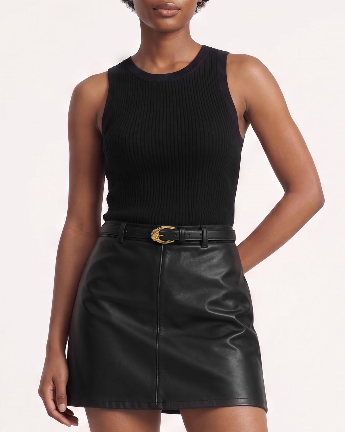 Lena Metal Rope Knot Buckle Belt - Black