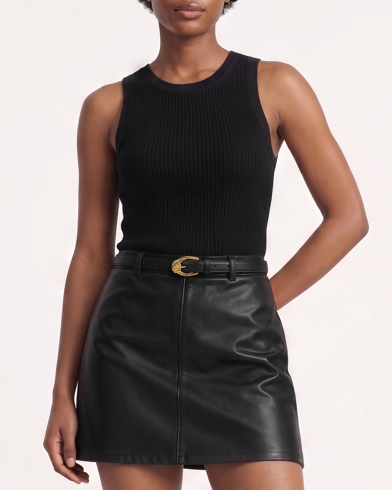 Lena Metal Rope Knot Buckle Belt - Black