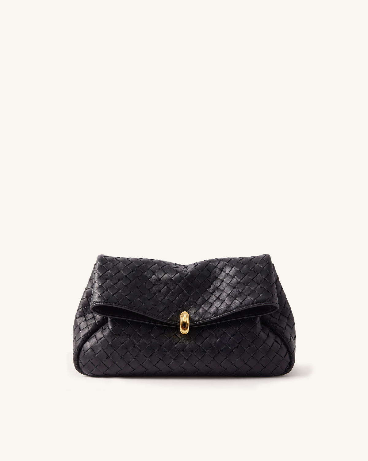 Dahlia Woven Flap Clutch - Black