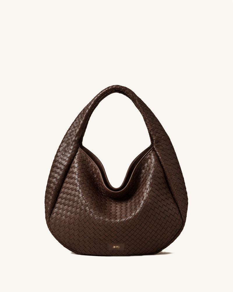 Nora Woven Hobo Bag - Brown