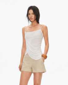 Convertible Asymmetrical Draped Semi-Sheer Cape Top - Ivory