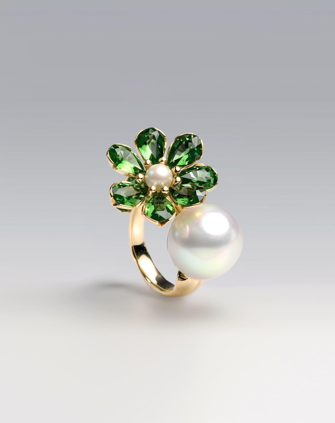 Myrna Flower Ring - Green