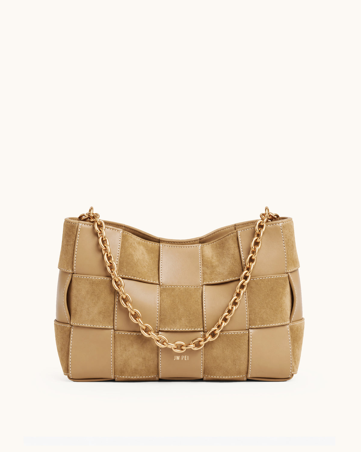 Nadine Woven Chain Shoulder Bag - Camel
