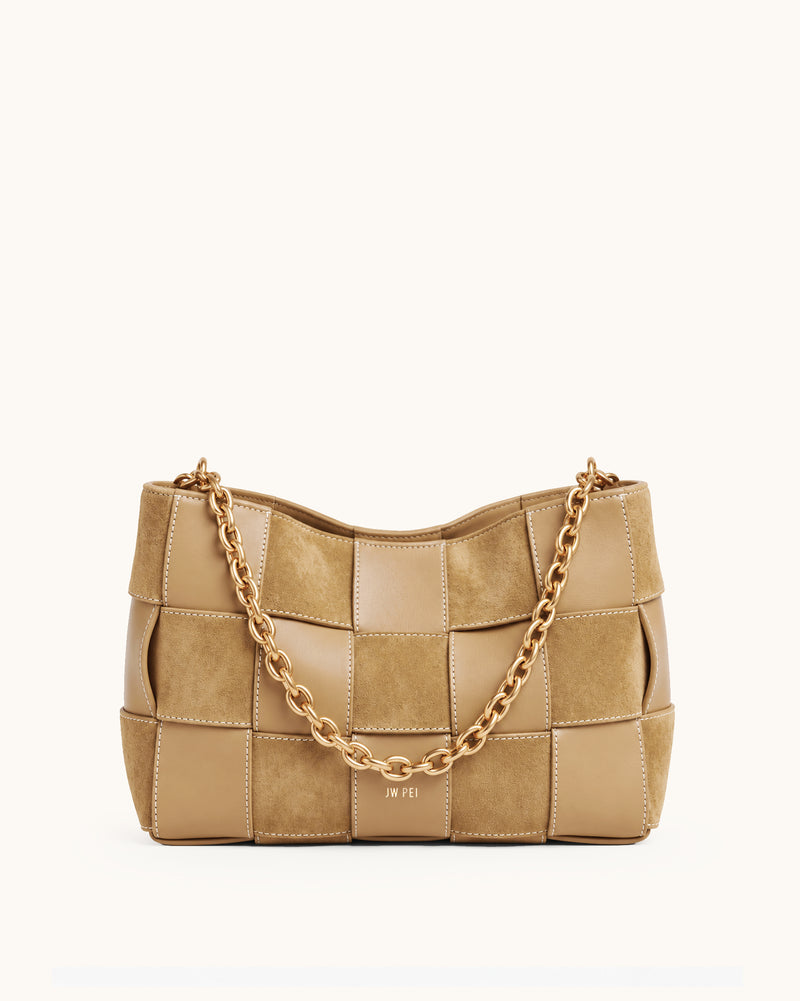 Nadine Woven Chain Shoulder Bag - Camel