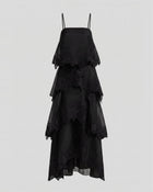 Orchid Embroidered Layered Maxi Dress - Black