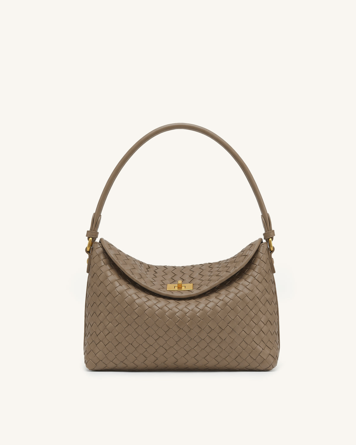 Lucia Woven Hobo Bag - Light Beige