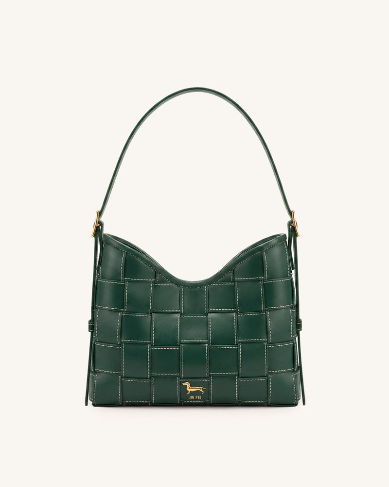 Nadine Dachshund Woven Hobo Bag - Green
