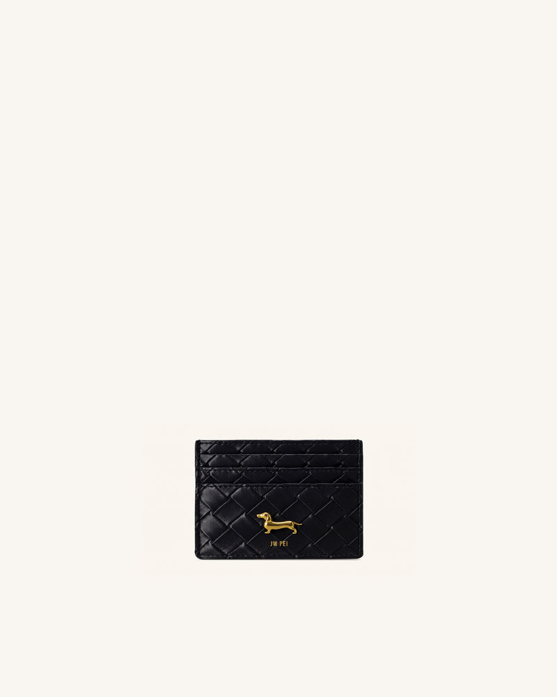 Maeve Woven Dachshund Metal Emblem Card Holder - Black