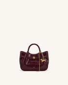 Maeve Dachshund Charm Mini Satchel Bag - Burgundy Croc