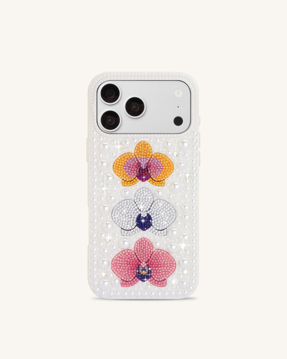 Pearl Orchid Floral Phone Case - White
