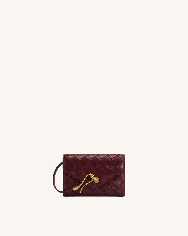 Celeste Woven Texture Envelope Wallet - Wine Red