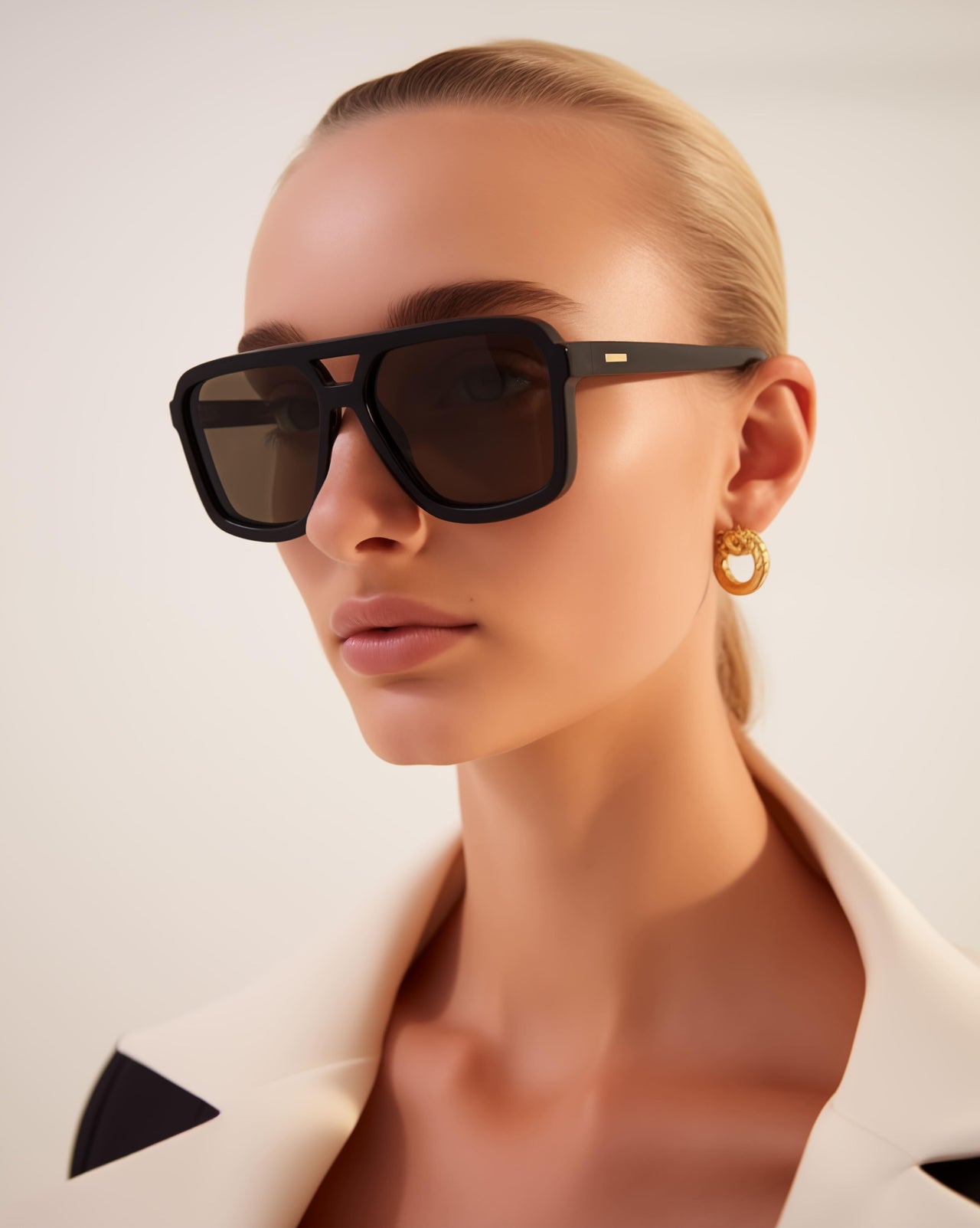 Gina Aviator Style Sunglasses - BLACK