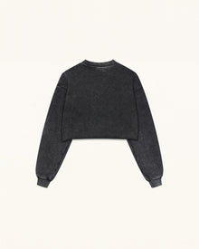 Gem Flower Embellished Cotton T-Shirt - Faded Obsidian