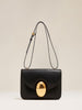 Gold Dimensional Lock Flap Crossbody Bag - Black