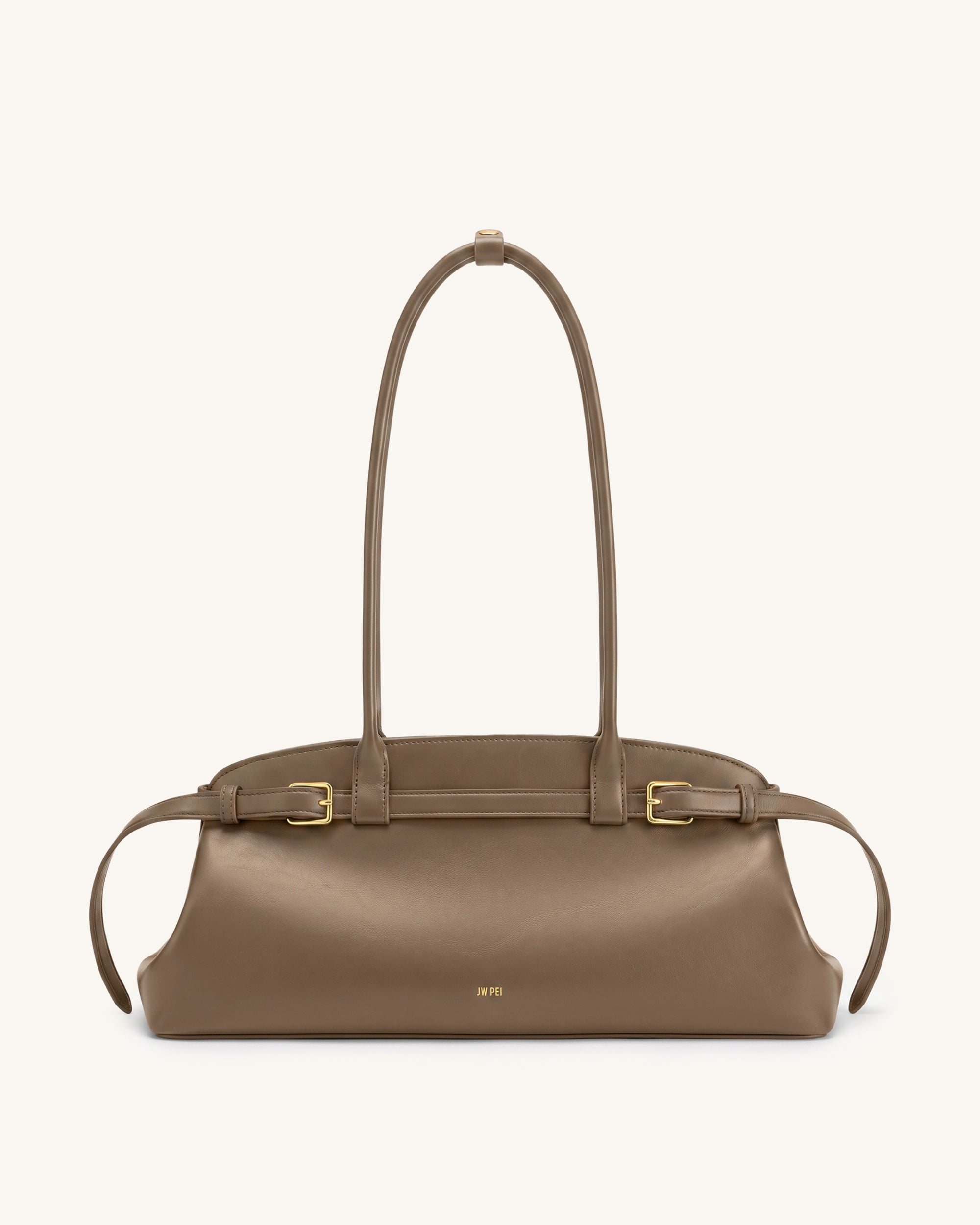 Arden Belt Detail East-West Shoulder Bag - Taupe