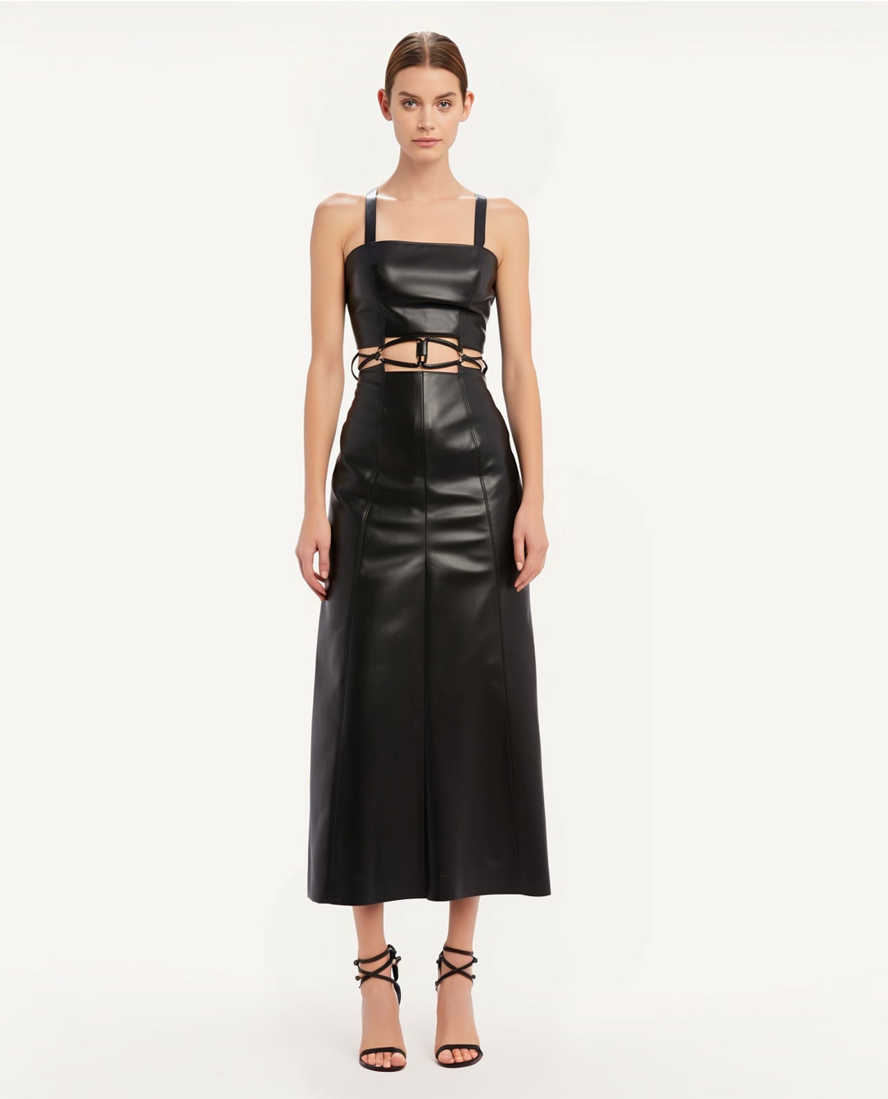 Rope Vegan Leather Dress - Black