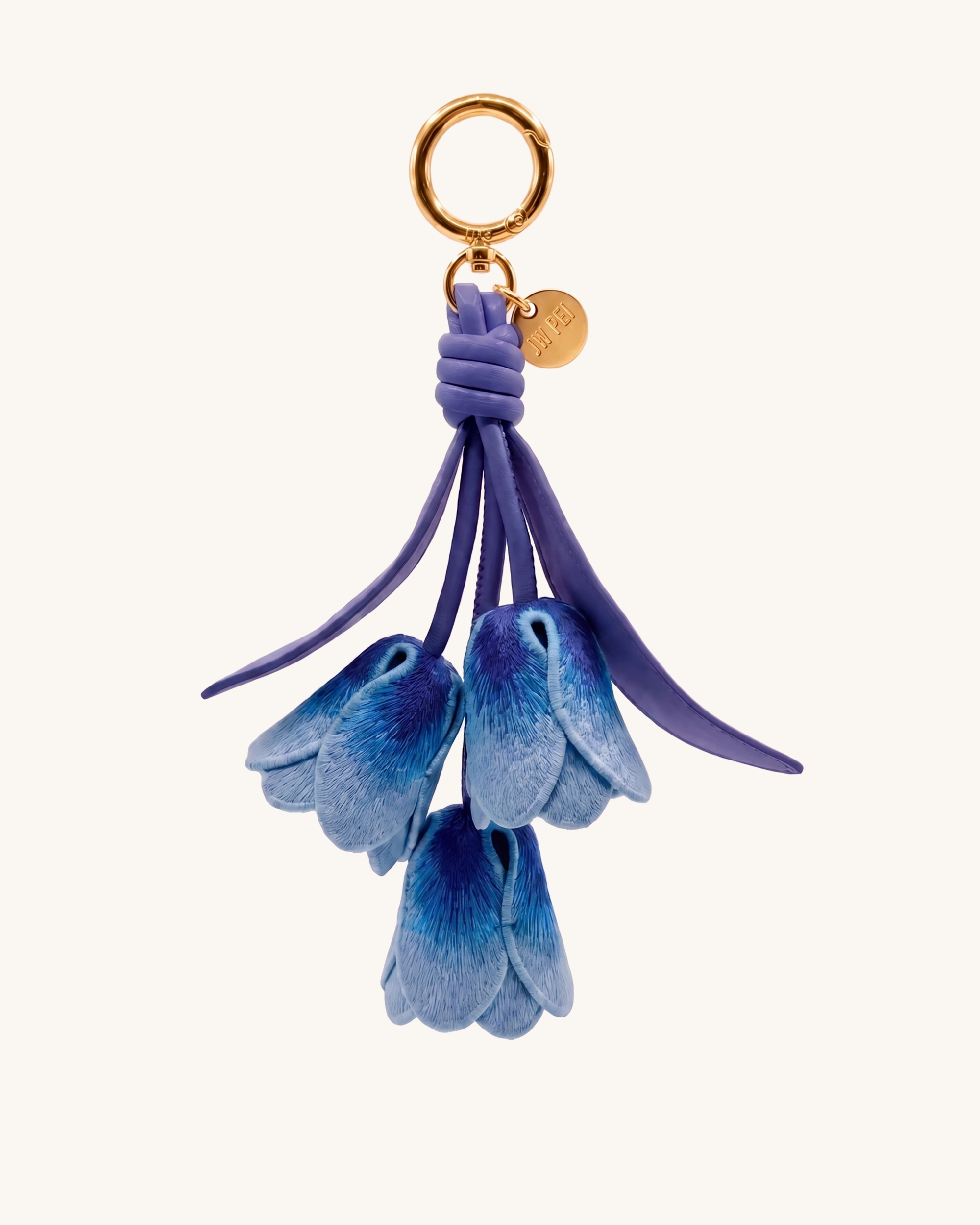 3D Embroidered Tulip Bag Charm - Dark Gradient Blue