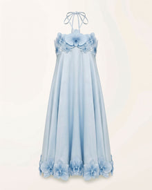 Orchid Embroidered Halter Midi Dress -Light Blue