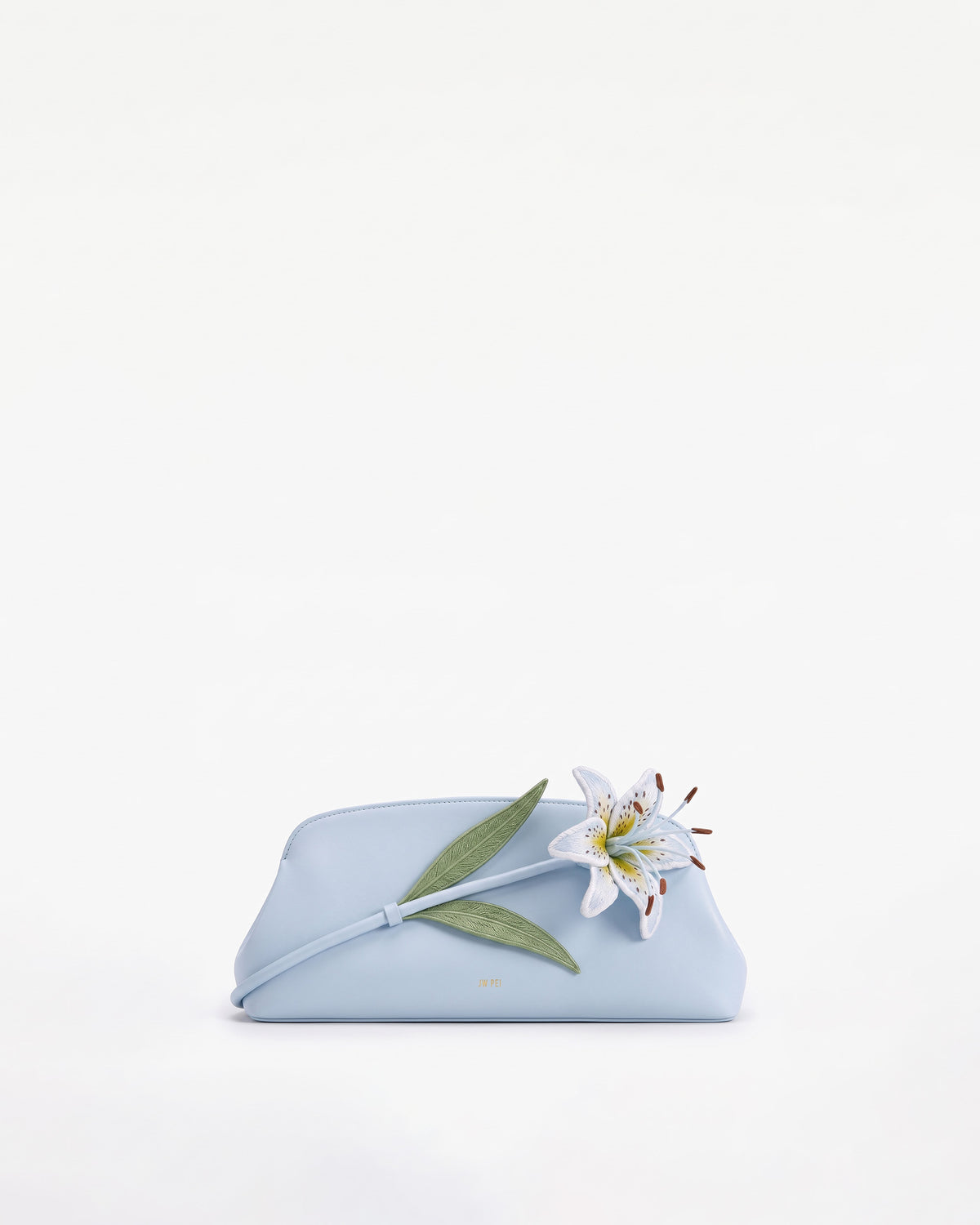 Lily 3D Embroidered Clutch - Light Blue