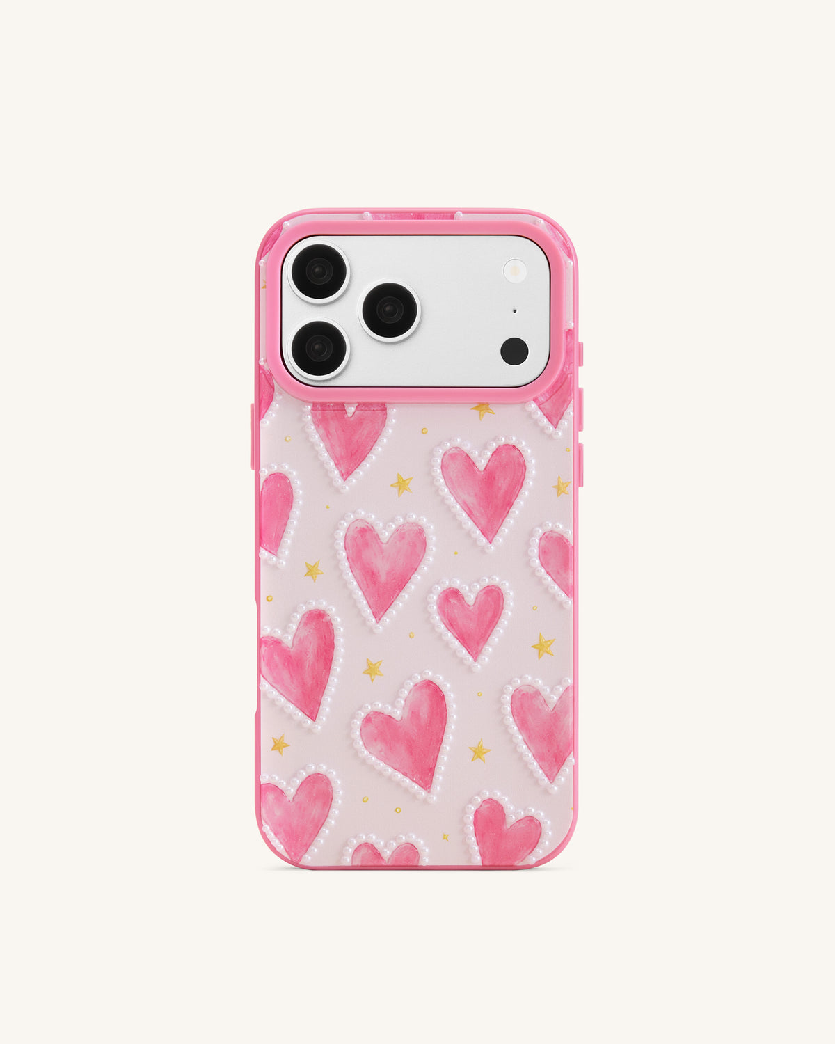 Pink Heart Pattern Phone Case - Pink