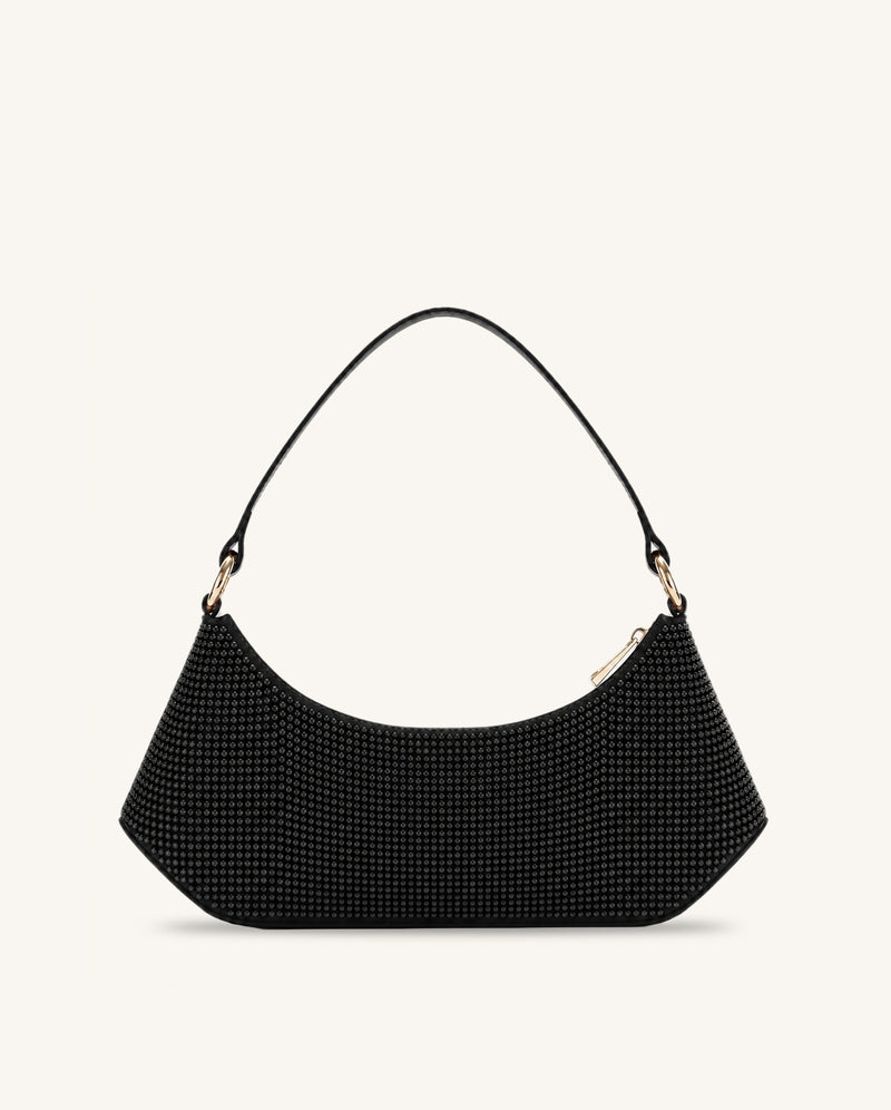 Lily Artificial Crystal Shoulder Bag - Ink Black