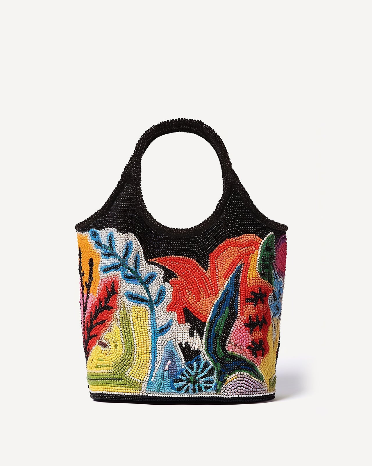 Multicolour Bead Embellished Mini Tote Bag