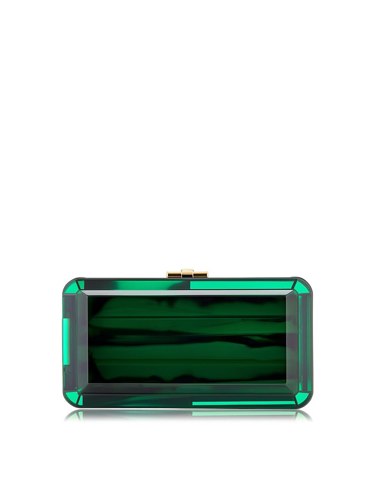 Translucent Beveled Glass Clutch - Green