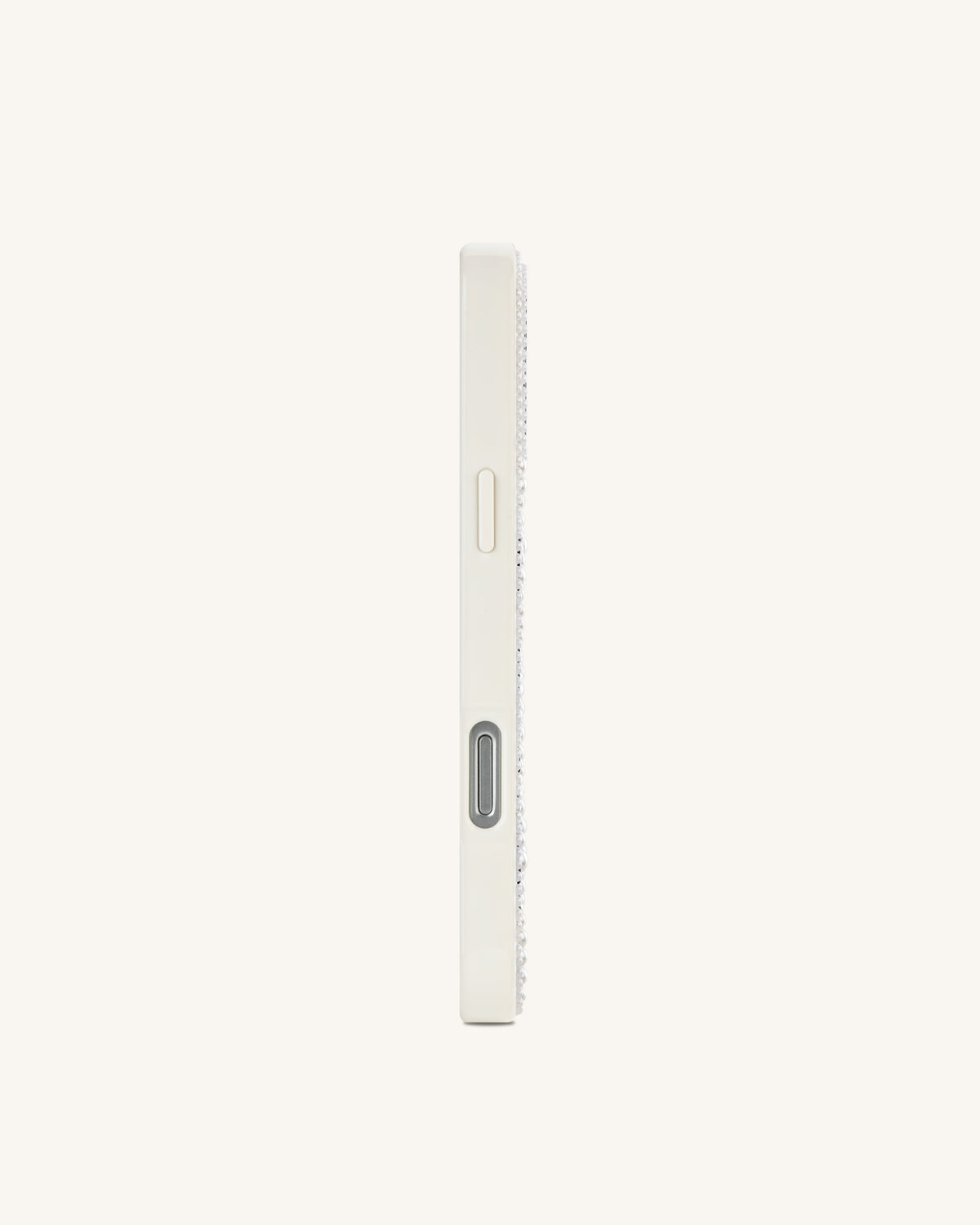 Pearl Zebra Stripe Artificial Crystal Phone Case - White