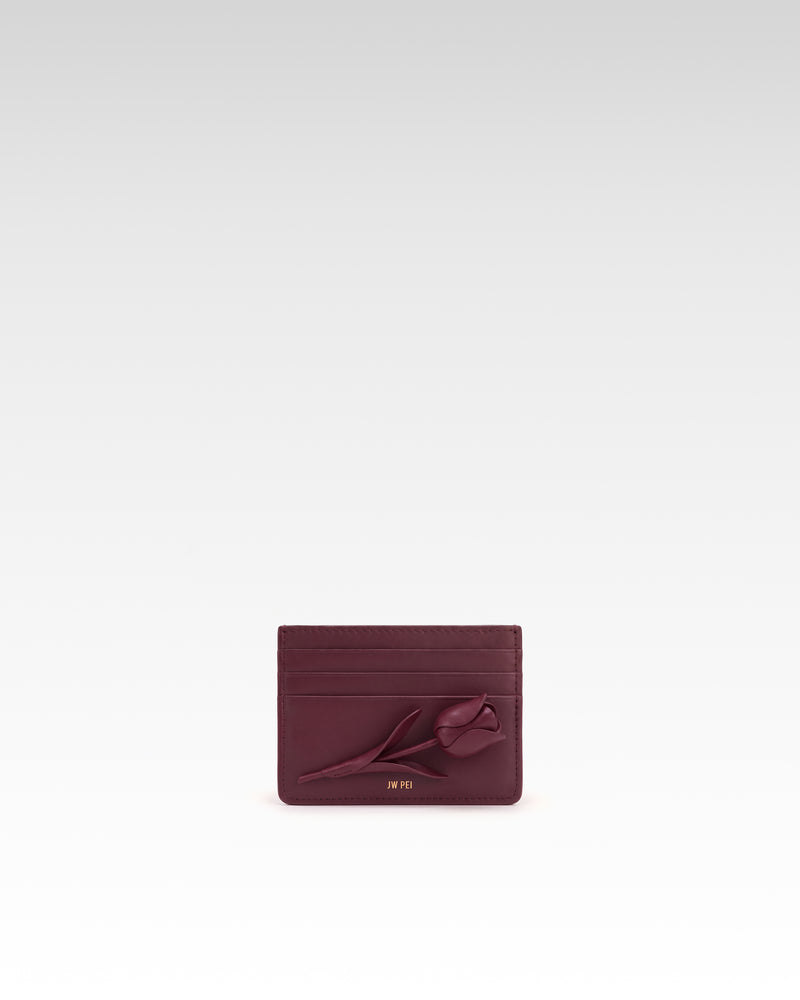 Tulip Appliqué Card Holder - Burgundy