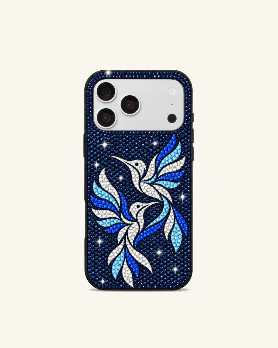 Artificial Crystal Bird Pattern Phone Case – Blue