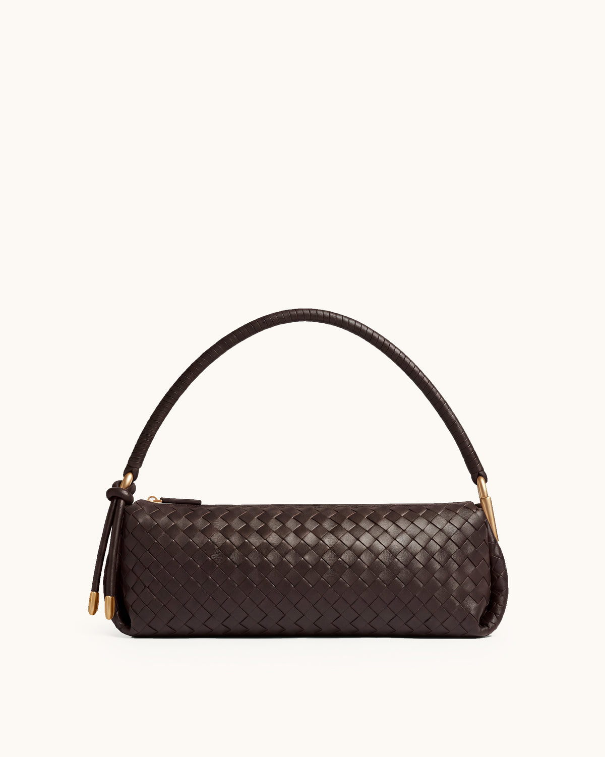 Lorena Woven Barrel Top Handle Bag - Brown