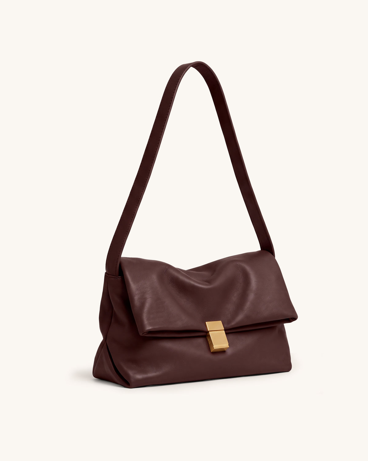 Hilary Draped Flap Shoulder Bag - Brown