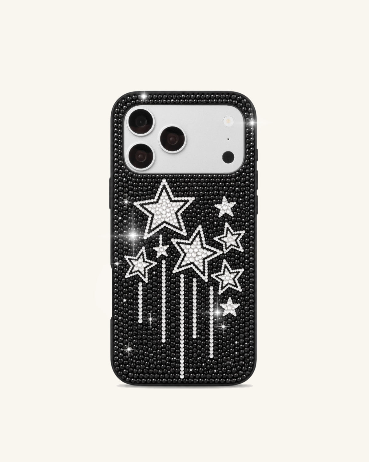 Sparkling Star Embellished Phone Case – Black