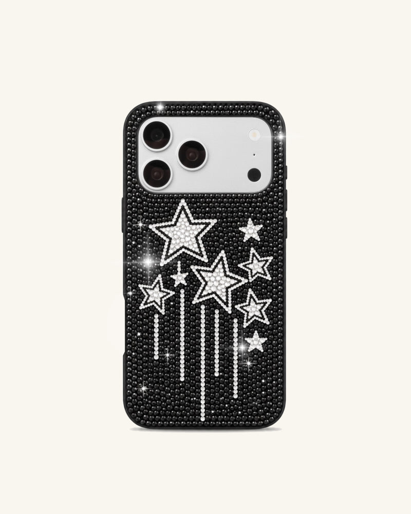 Sparkling Star Embellished Phone Case – Black
