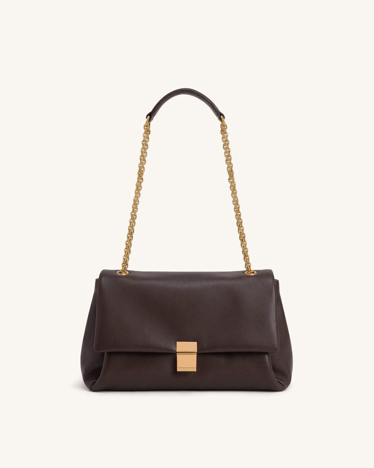 Hilary Chain Handle Flap Shoulder Bag - Dark Brown