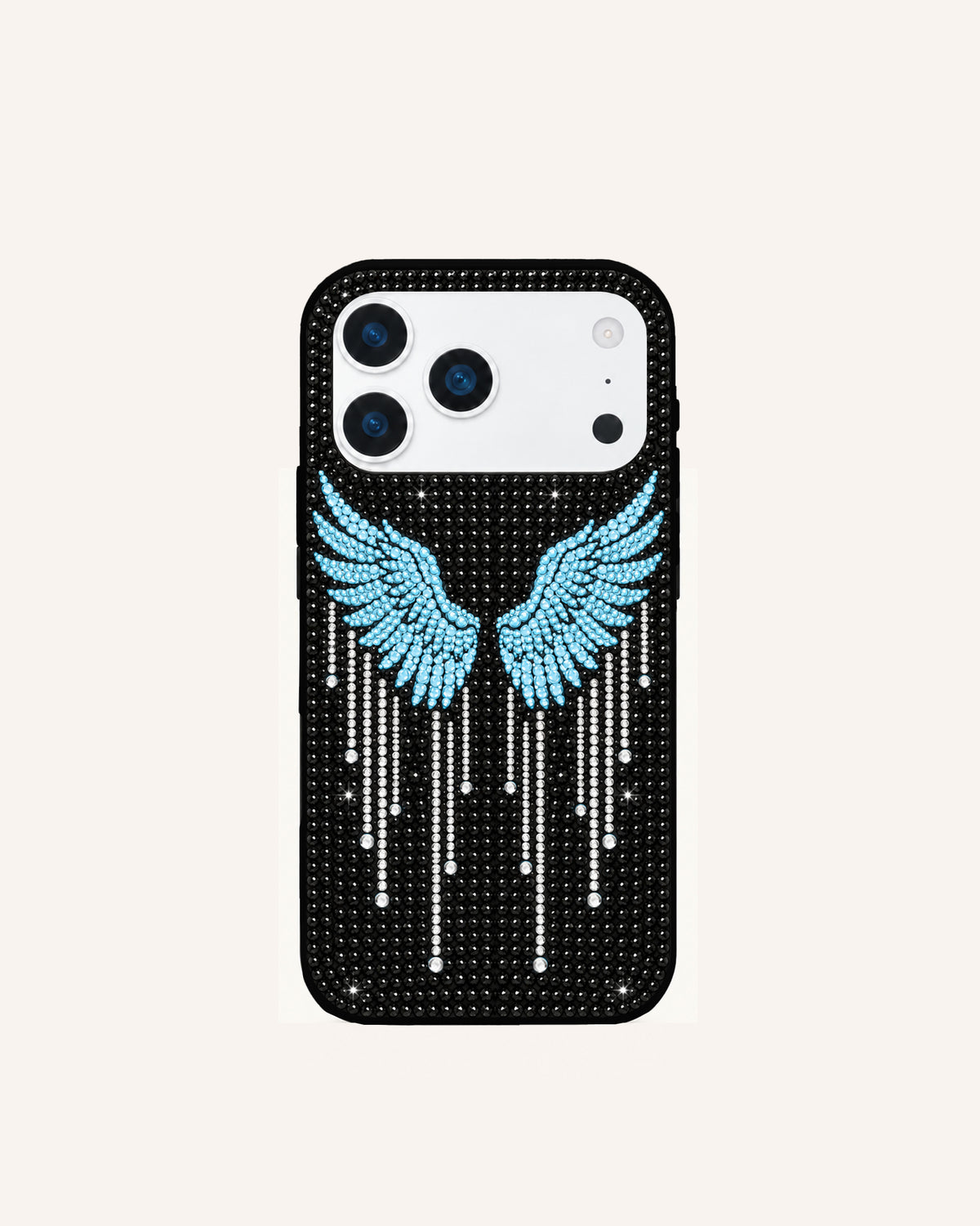 Blue Wings Artificial Crystal Phone Case – Black